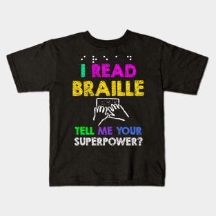 Read Braille Superpower Reader Kids T-Shirt